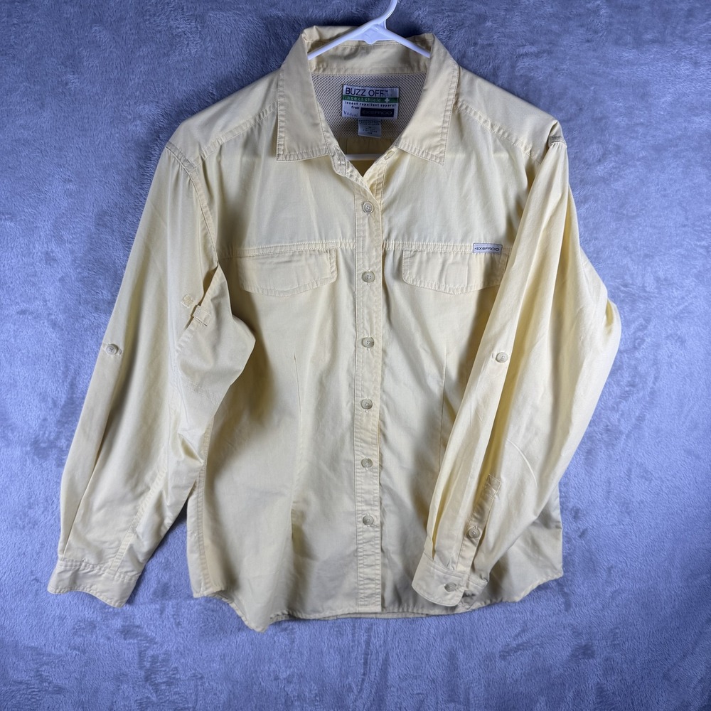 ExOfficio Shirt Womens Medium Yellow Buzz Off Insect Shield Long Sleeve Hiking